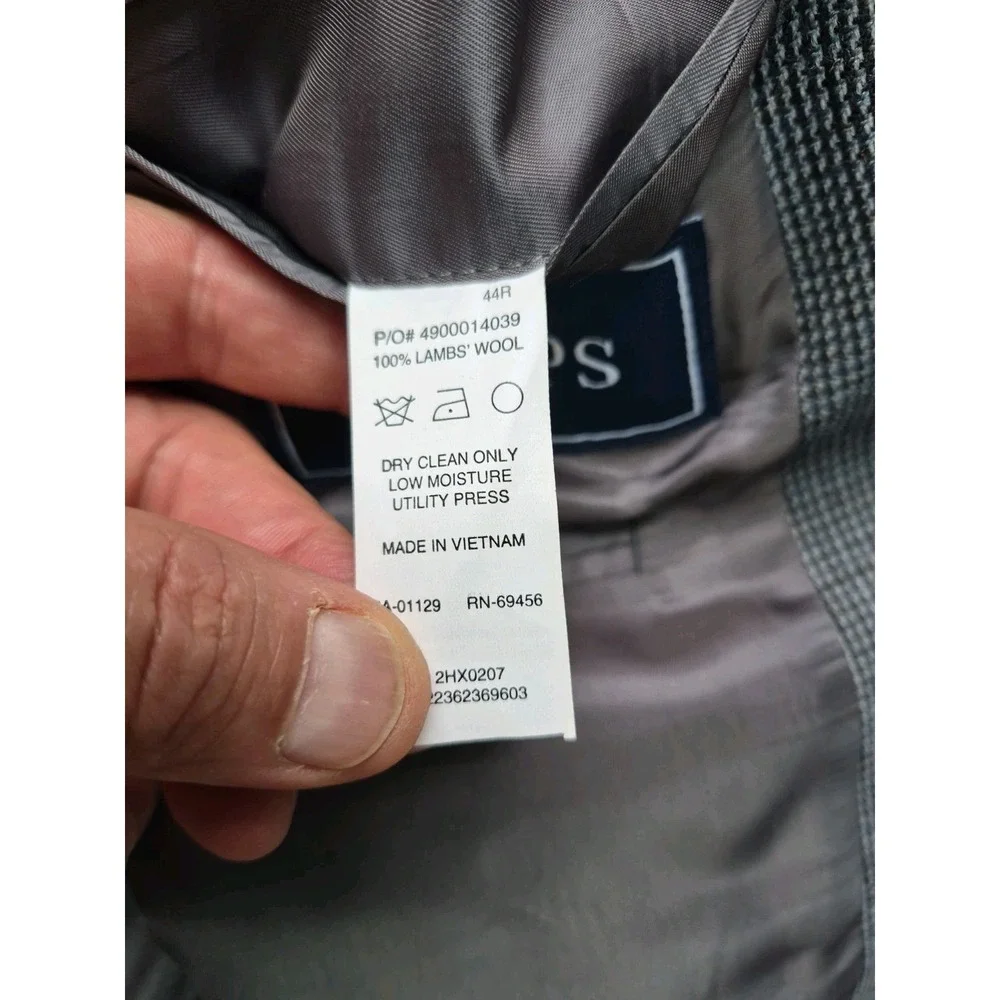 Chaps 44R Gray Blue Wool Blazer Mens 2 Button Sport Coat Single Vented Regular